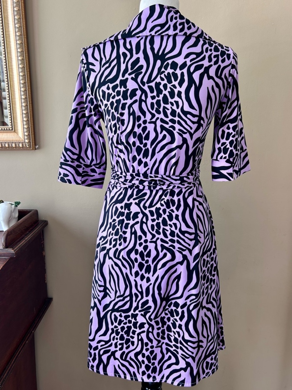 Diane Von Furstenberg Leopard Julie Jeanne 3/4 Sleeve Silk Wrap Dress S - Picture 7 of 11
